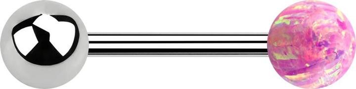 Actual product image Star Piercing Barbell silver with ball and ball opal pink (Surgical steel 316L, without brass)