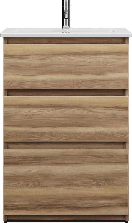 Produktbild burgbad Lin20 tiefes Keramik-Waschtisch inklusive Waschtischunterschrank 3 Auszüge, 630x415x912mm