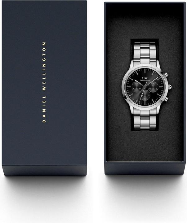 Immagine prodotto Daniel Wellington Cronografo Iconic Link Argento Nero Sunray (Cronografo, 42 mm)