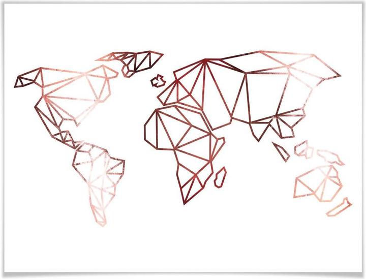 Produktbild Trenddeko Origami Weltkarte - Roségold-Optik (80 x 60 cm)
