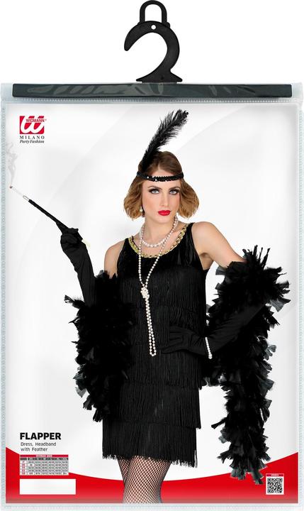 Image du produit Widmann Robe à franges, bandeau avec plumes Noir (XXL)