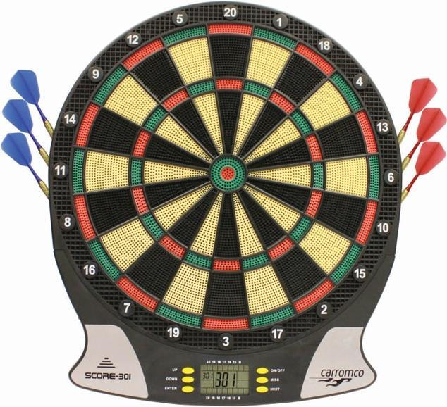 Produktbild Magni Carromco Dartboard Score-301 - Elektronische Dartscheibe mit Pfeilen - Dart Set für 1-8 Spieler, 26