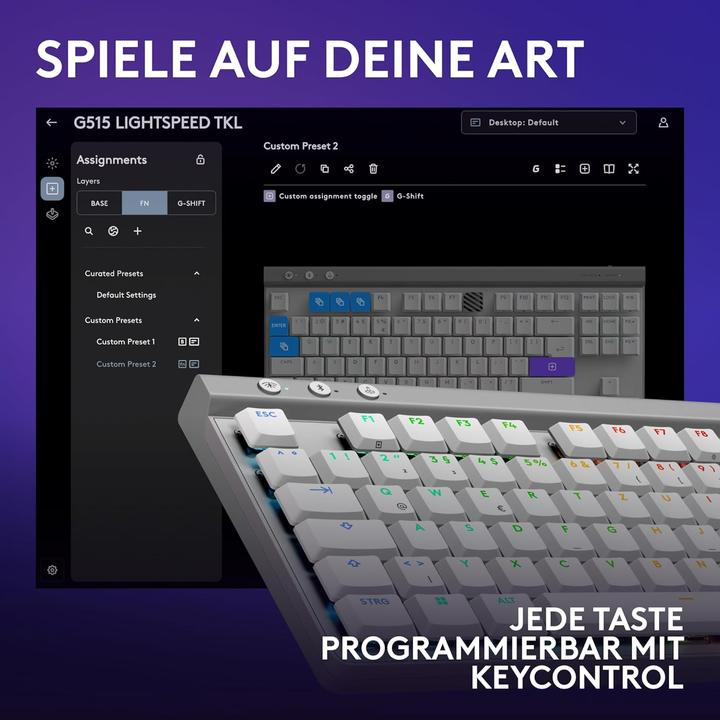 Produktbild Logitech G515 Lightspeed TKL (DE, Kabellos, Kabelgebunden)