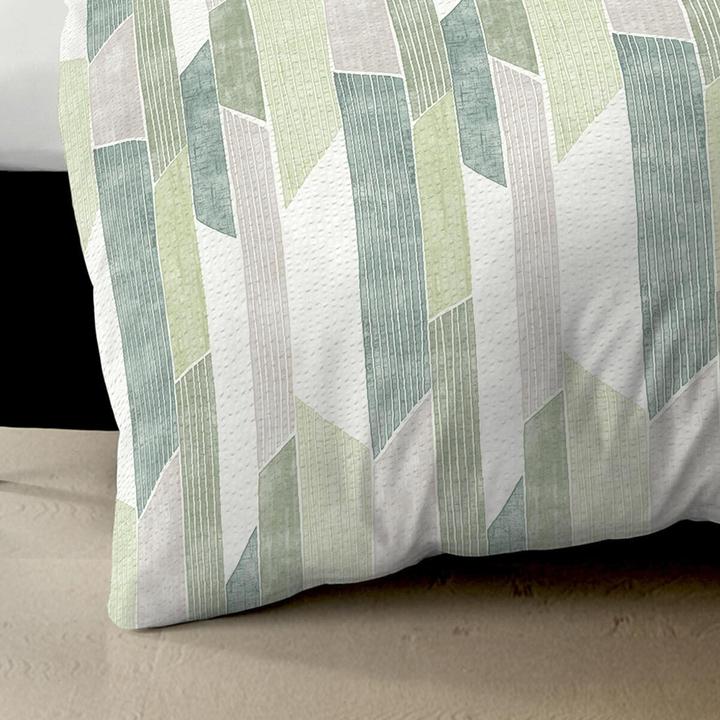Immagine prodotto Traumschlaf Biancheria da letto seersucker verde Mikado (Set di biancheria da letto, 155x220 cm + 80x80 cm)