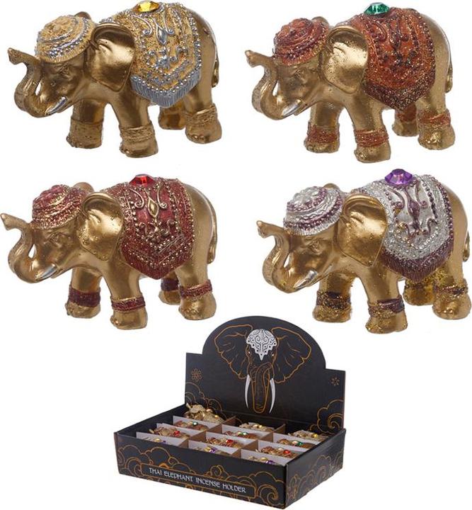 Produktbild Puckator Metallic Glitzer Glücks-Elefant Räucherstäbchenhalter