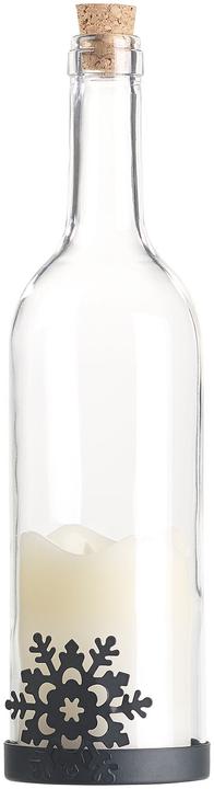 Produktbild Lunartec Deko-Glasflasche mit LED-Kerze, Schneeflocken-Motiv (1 x)