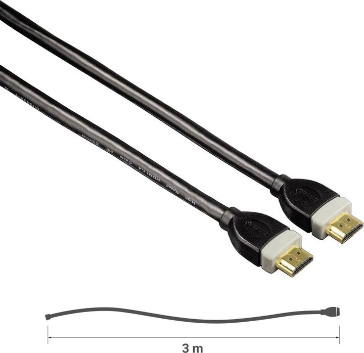 Produktbild Hama 2er-Set 4K HDMI Highspeed Kabel 3 m, Ethernet, vergoldet, doppelt geschirmt, UHD (3 m, HDMI)