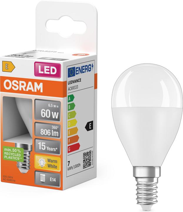 Actual product image Osram Star Classic P (E14, 60 W, 806 lm, 1 x, F)