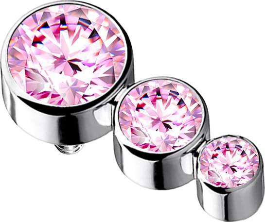 Immagine prodotto Star Piercing Ancora dermica in argento con tre cristalli rosa (senza ottone, Titanio G23)