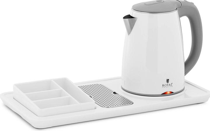 Produktbild Royal Catering Professioneller Hotel-Wasserkocher weiss 1,2 L 1800 W mit Kaffee- und Teestation (1.20 l)