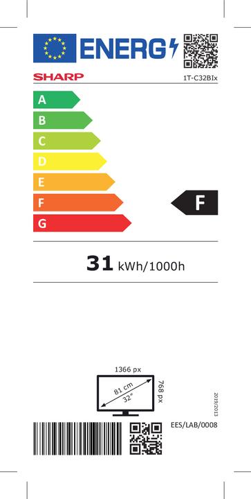 Energy Label Sharp 32BI3EA (32 inch) HD Smart TV WLAN (32", LED, HD)