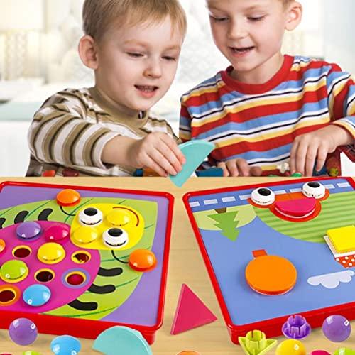 Produktbild Activity Board Mosaik Steckspiel für Kinder Lernspielzeug Steckmosaik mit 18 Bunten Steckplätte und 50 Steckperlen