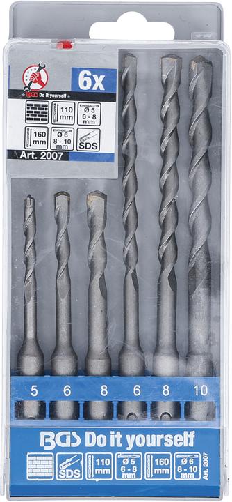 Immagine prodotto BGS Serie di punte per trapano a percussione stelo SDS, punto in metallo duro 5 - 10 mm 6 pz. (6 mm, 8 mm, 10 mm, 5 mm)