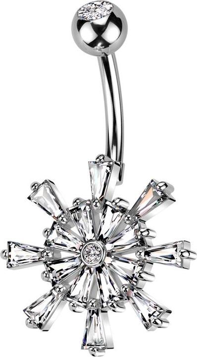 Produktbild Star Piercing Banane silber mit Kugel silber Kristall silber und Schiffsrad Kristalle silber (Chirurgenstahl 316L, Messing)