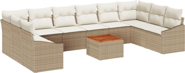 Actual product image VidaXL 11-piece garden sofa set with cushions Beige poly rattan