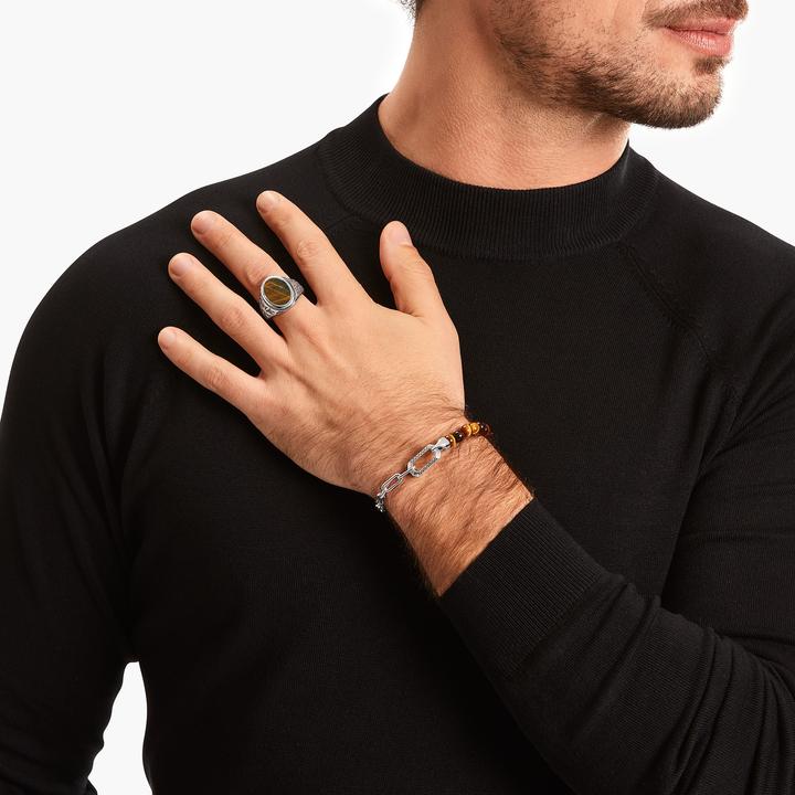 Produktbild Thomas Sabo Siegelring mit goldblauem Tigerauge Silber geschwärzt (62, 925 Silber)