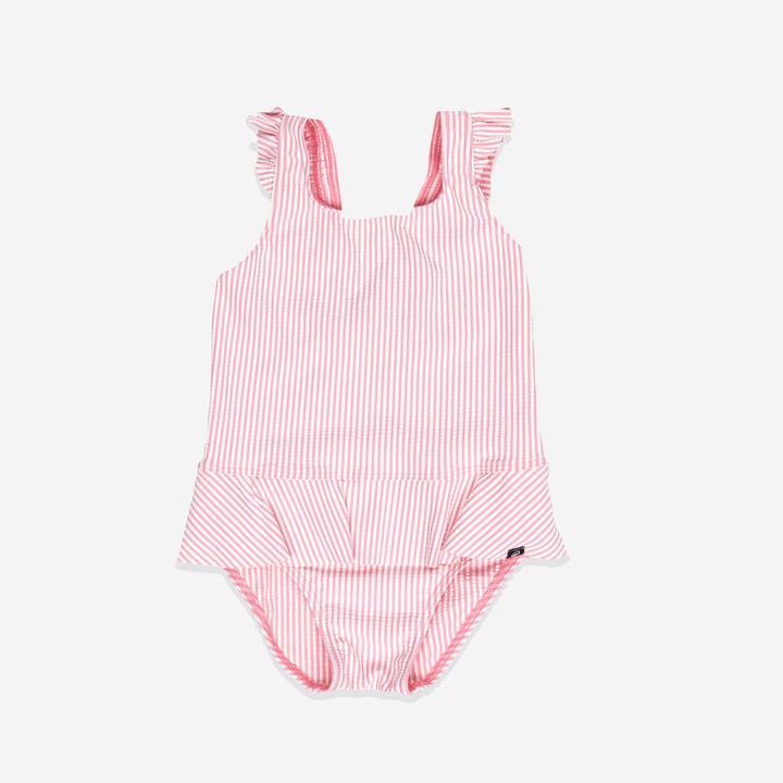 Image du produit Nabaiji Maillot de bain 1 pièce jupette Bébé / Fille - rayé rose et blanc (86)