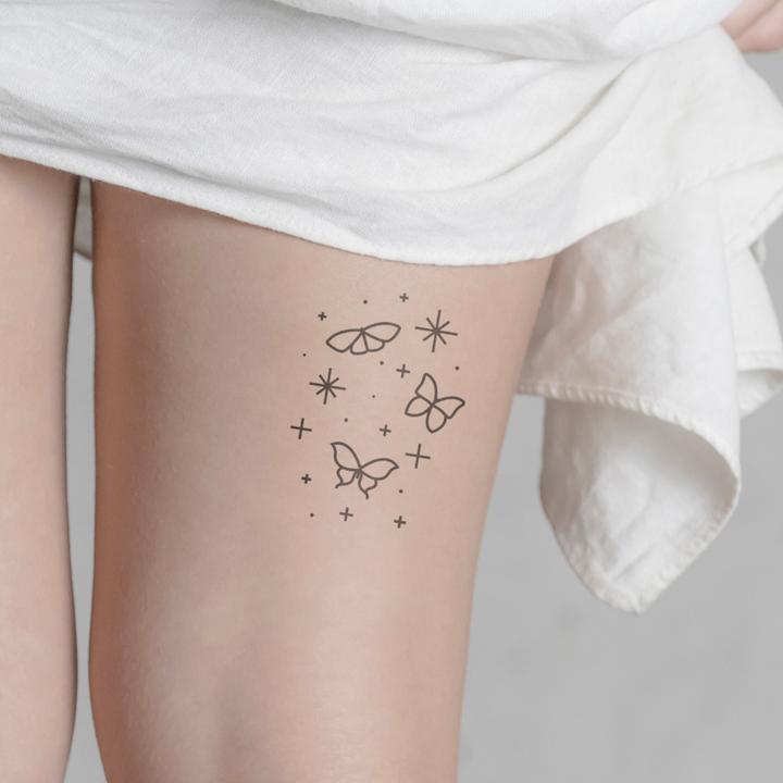 Actual product image minink Temporary tattoo - butterflies with symbols