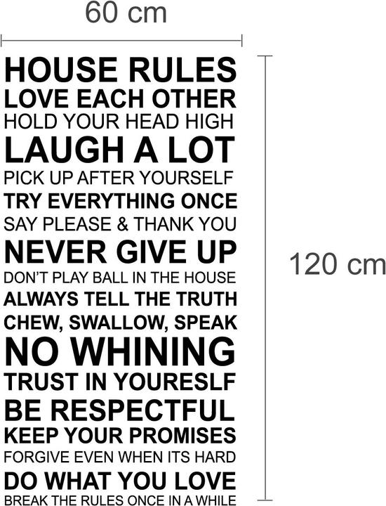 Produktbild Walplus House Rules Quote (90 x 90 cm)