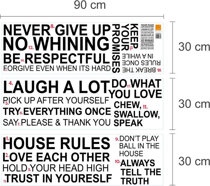 Produktbild Walplus House Rules Quote (90 x 90 cm)