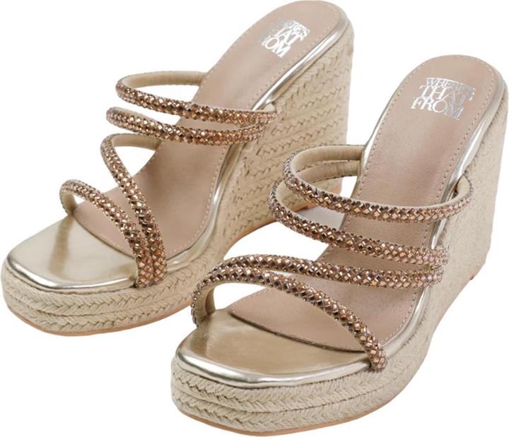 Where's That From Sandalen mit Keilabsatz Ohio Strassbesatz Kunstleder (40)