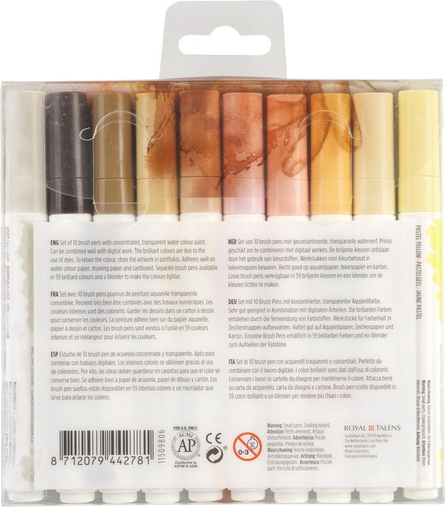 Actual product image Talens Ecoline Brush Pen Set 11509816 ass. Skin 10 pieces (Pastel red, Sepia light, Sepia dark, Sepia, Pastel pink, Pastel yellow, Beige, Pink beige, Apricot tree, 10 x)