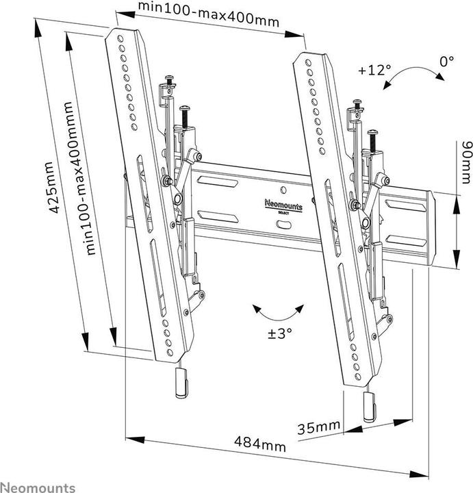 Immagine prodotto Neomounts Montaggio a parete WL35S-850BL14 Nero (Muro, 65", 60 kg)