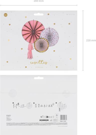 Produktbild Partydeco Decorative Rosettes Flowers, mix, 26-43 cm (1 pkt / 3 pc.)
