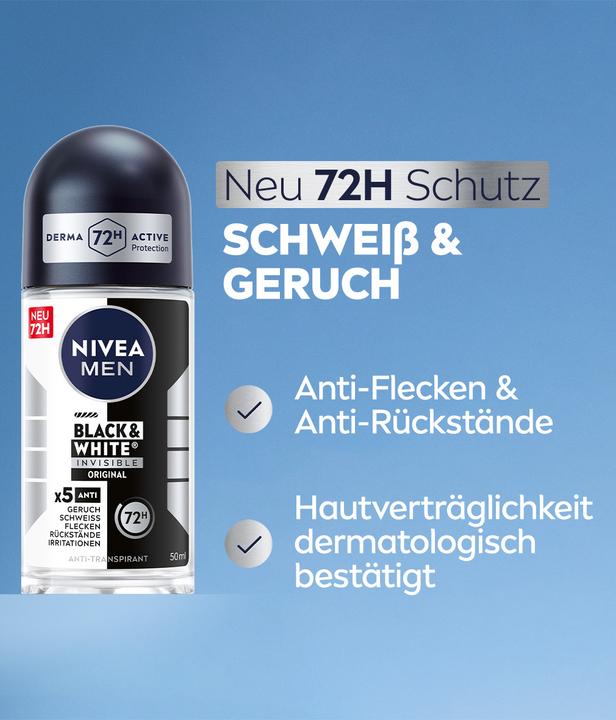 Productafbeelding NIVEA MEN Black & White Invisible Original (Rol op, 50 ml)