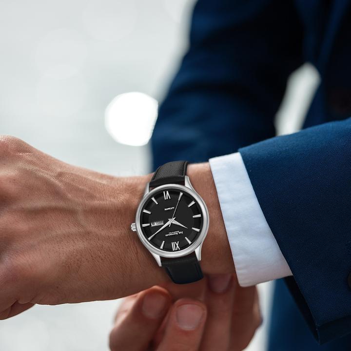 Actual product image John Rothmann Mens Automatic Watch Leopold Genuine Leather Black - 26883 (Analogue wristwatch, 40 mm)