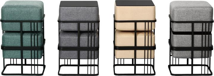 Produktbild En.Casa Multifunktionaler stapelbarer Sitzhocker Tas 2er Set quadratisch Dunkelgrau