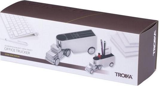 Image du produit Troika OFFICE TRUCKER Porte-crayons et distributeur de trombones, gris brillant