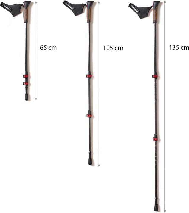 Actual product image Steinwood Carbon Nordic Walking Stöcke verstellbar mit Teleskop und Klemmverschluss mit extra Gummipuffer (135 cm)