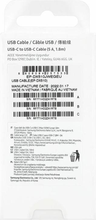 Immagine prodotto Samsung USB-C – USB-C (1.80 m, USB 2.0)