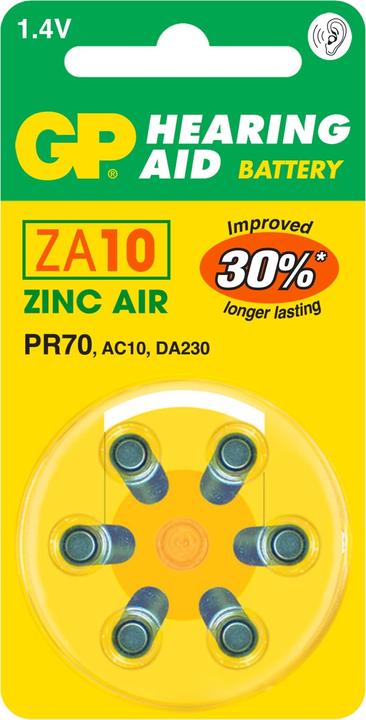 Actual product image GP Batteries GP Knopfzelle ZA10, 1.4V, 6 Stk. (6 pcs., PR70, 90 mAh)