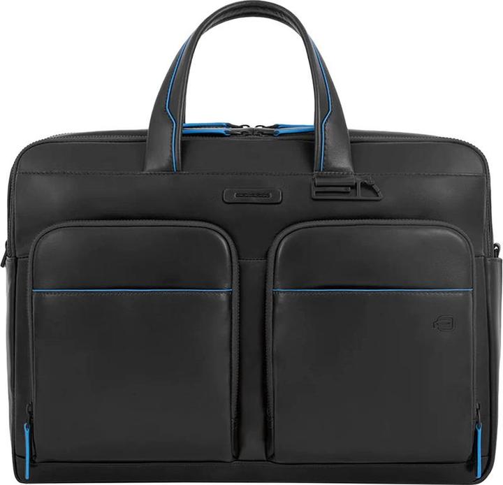 Piquadro -Laptop -Tasche / Laptop -Tasche Damen - 15,6 Zoll - Leder - Blaues Quadrat -Revamp - Schwa (15.60", Quad)