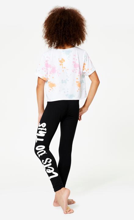 Produktbild Domyos Tanz-Leggings Mädchen Modern Dance hoher Taillenbund - schwarz mit Print (5, 6)