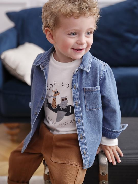 Image du produit Vertbaudet Chemise en jean bébé avec boutons-pression (62)