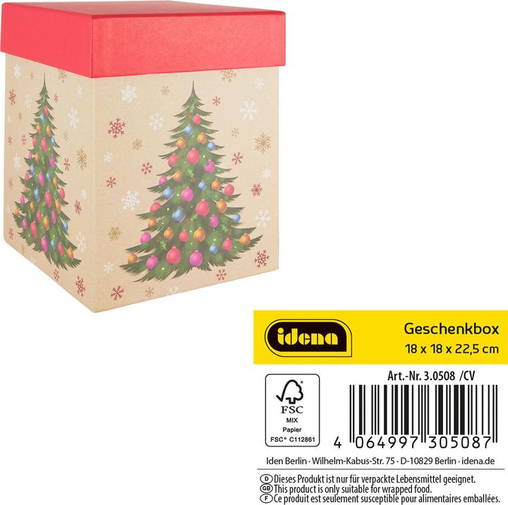 Produktbild Idena Geschenkbox Weihnachten Tannenbaum mehrfarbig 18x18x22,5cm (Geschenkbox)