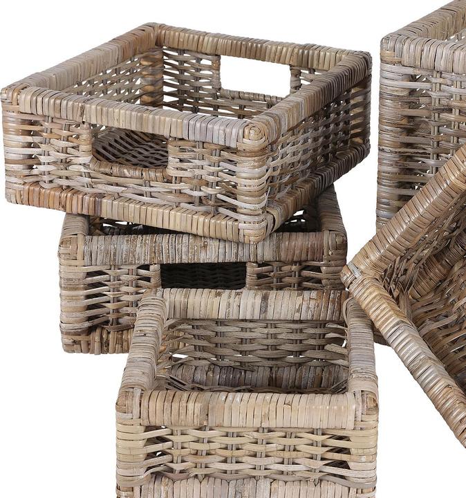 Produktbild Natura Punto 5 Rattan-Körbe, verschiedene Grössen, teils Tragegriffe, Vintage-grau (5 x)