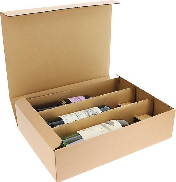 Actual product image kaiserkraft Wine Line gift box for bottles, pack of 25, for 3 bottles, internal LxW 360 x (3 x)