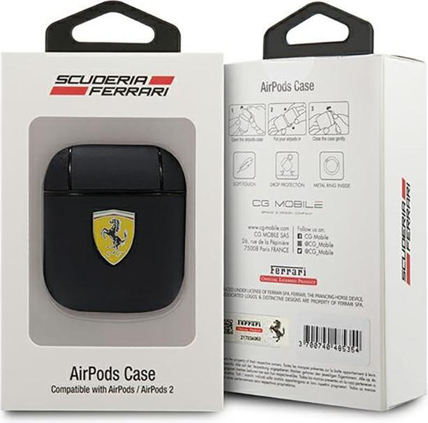 Actual product image Ferrari FESA2LEBK AirPods cover czarny/black On Track Leather (Headphone bag)