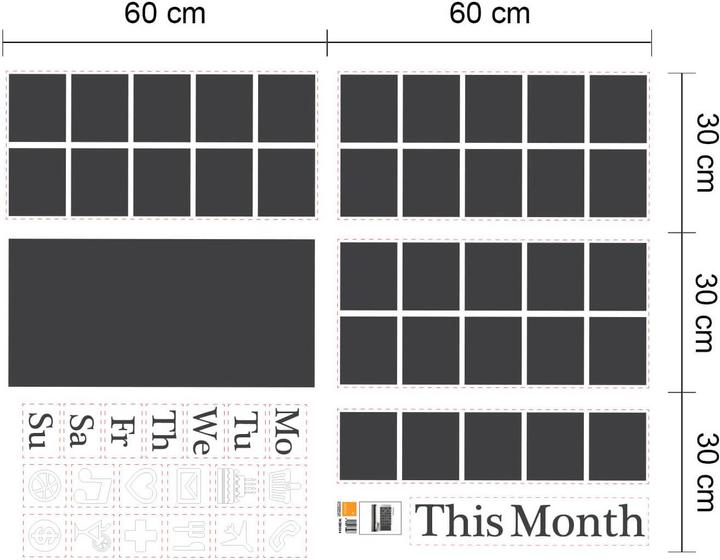 Immagine prodotto Walplus Calendario a lavagna nero (120 x 90 cm)