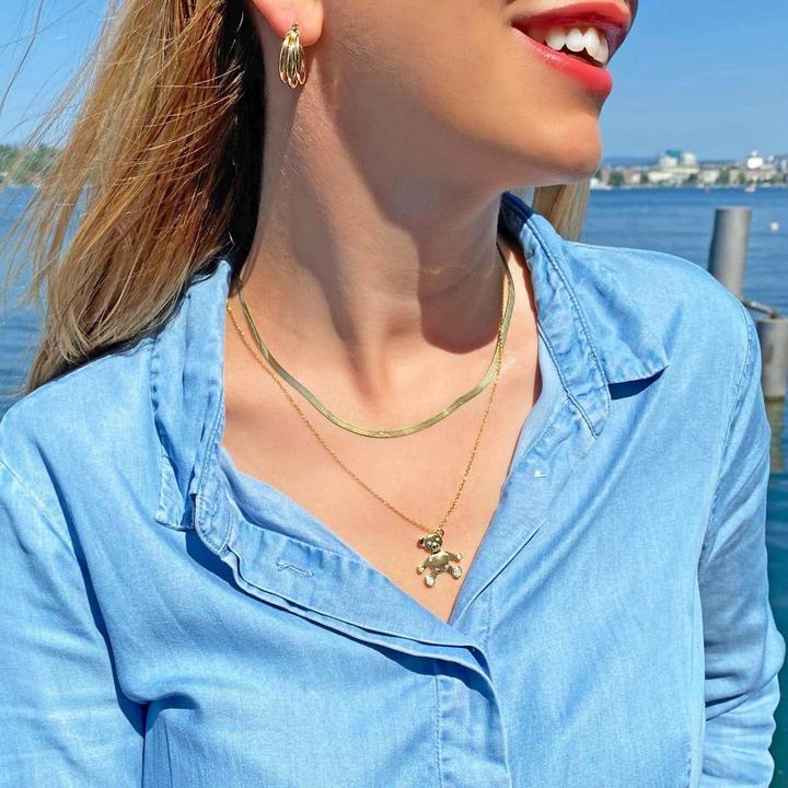 Actual product image Candy Teddy bear necklace, 925 sterling silver, gold-plated (925 sterling silver, 925 Sterling silver, 18k gold-plated, 38 - 41 cm)