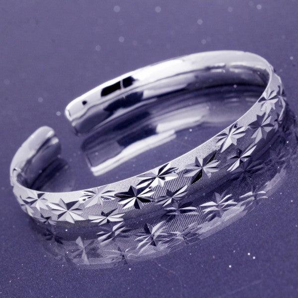 Actual product image Hermex LUXURY Platinum Plated Bangle Bracelet Charms Zirconia - Platinum (21 cm, Copper-nickel alloy)