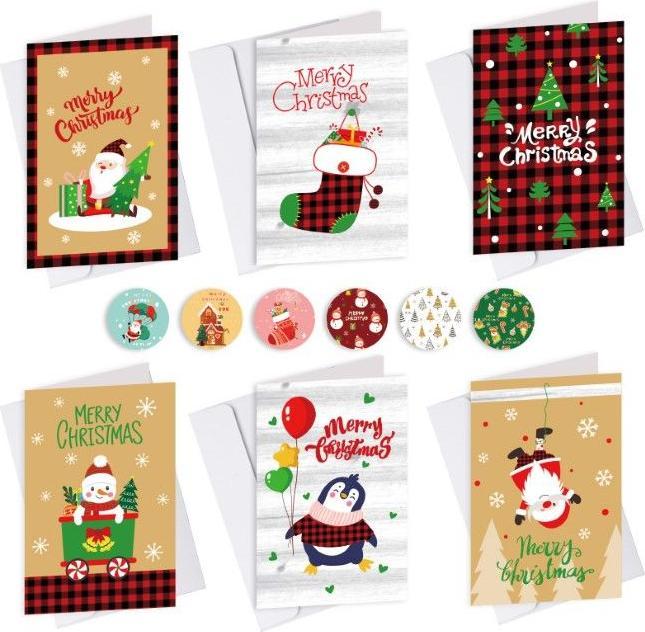 Produktbild MU Classic Weihnachtskarte 6er Set Festive Plaid Wonderland Series (6 Stk.)