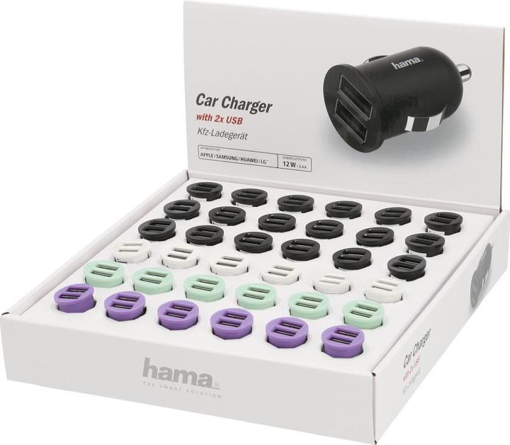 Produktbild Hama Kfz-Ladegerät, 2-fach USB, 2.4 A, 36 Stück im Display