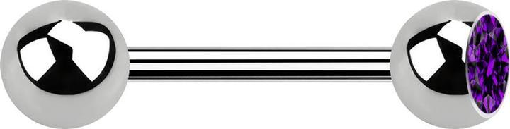 Star Piercing Barbell silber mit Kugel und Kugel Kristall violett (Titan G23, ohne Messing)