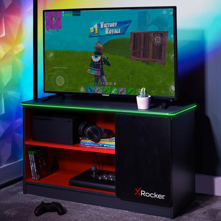 Actual product image X Rocker Carbon-Tek gaming TV board with LED lighting - grey/red