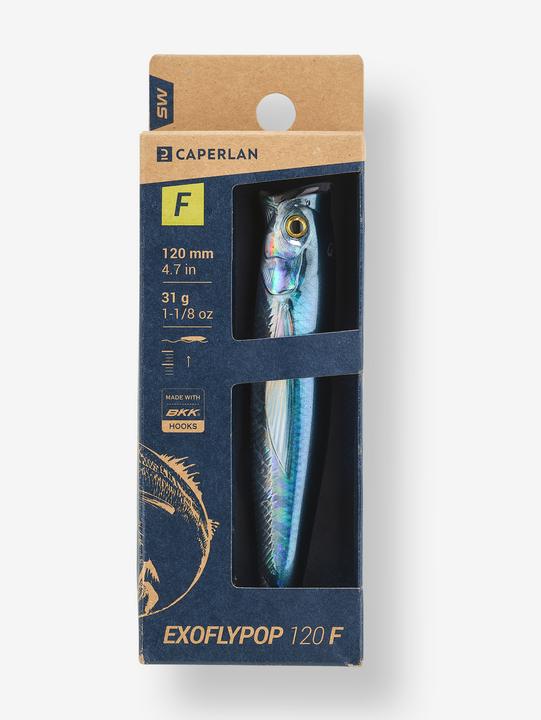 Image du produit Caperlan Leurre de surface Popper pêche en mer EXOFLY POP 12cm Bleu (12 cm)